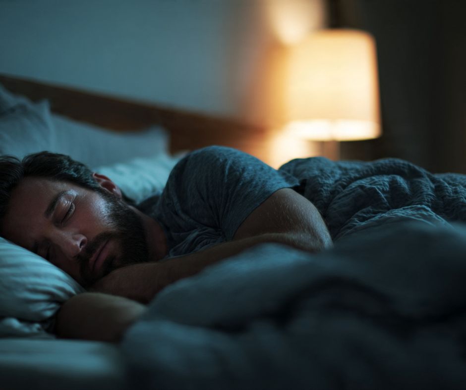 hombre durmiendo en su cama placidamente