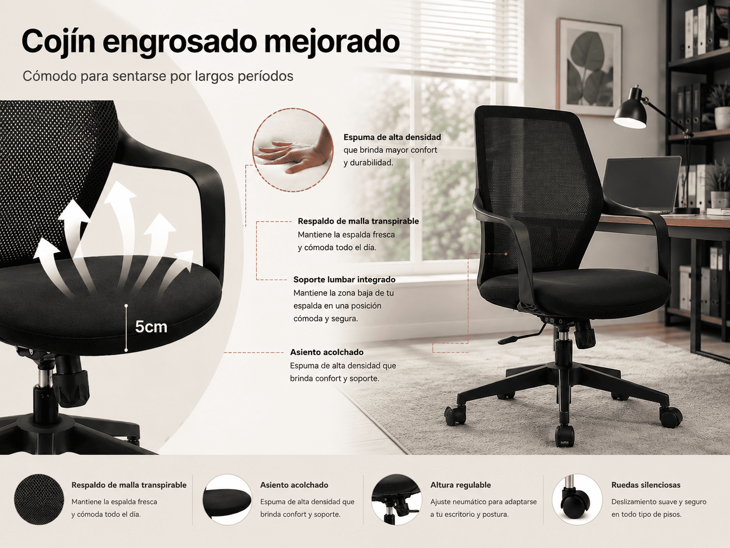 Silla de Oficina Ergonómica ErgoLife® GEN 3 (Negra)