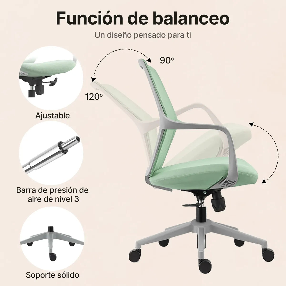 Silla ergonómica ErgoLife reclinable para mayor comodidad y descanso durante la jornada laboral.