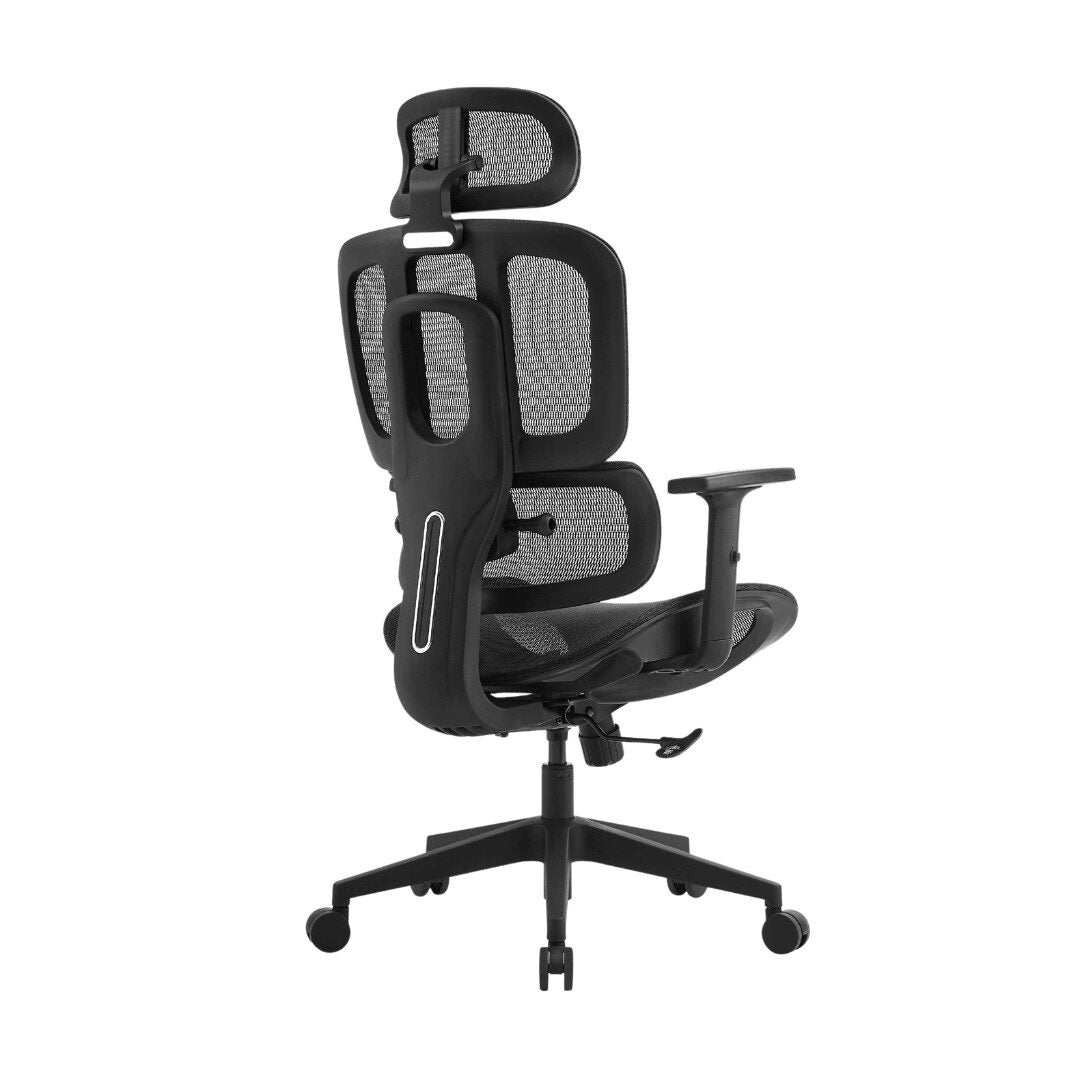 Silla de Oficina Ergonómica ErgoPro Gris 4 con respaldo de malla, soporte lumbar y ruedas, ideal para oficina y home office en Uruguay.