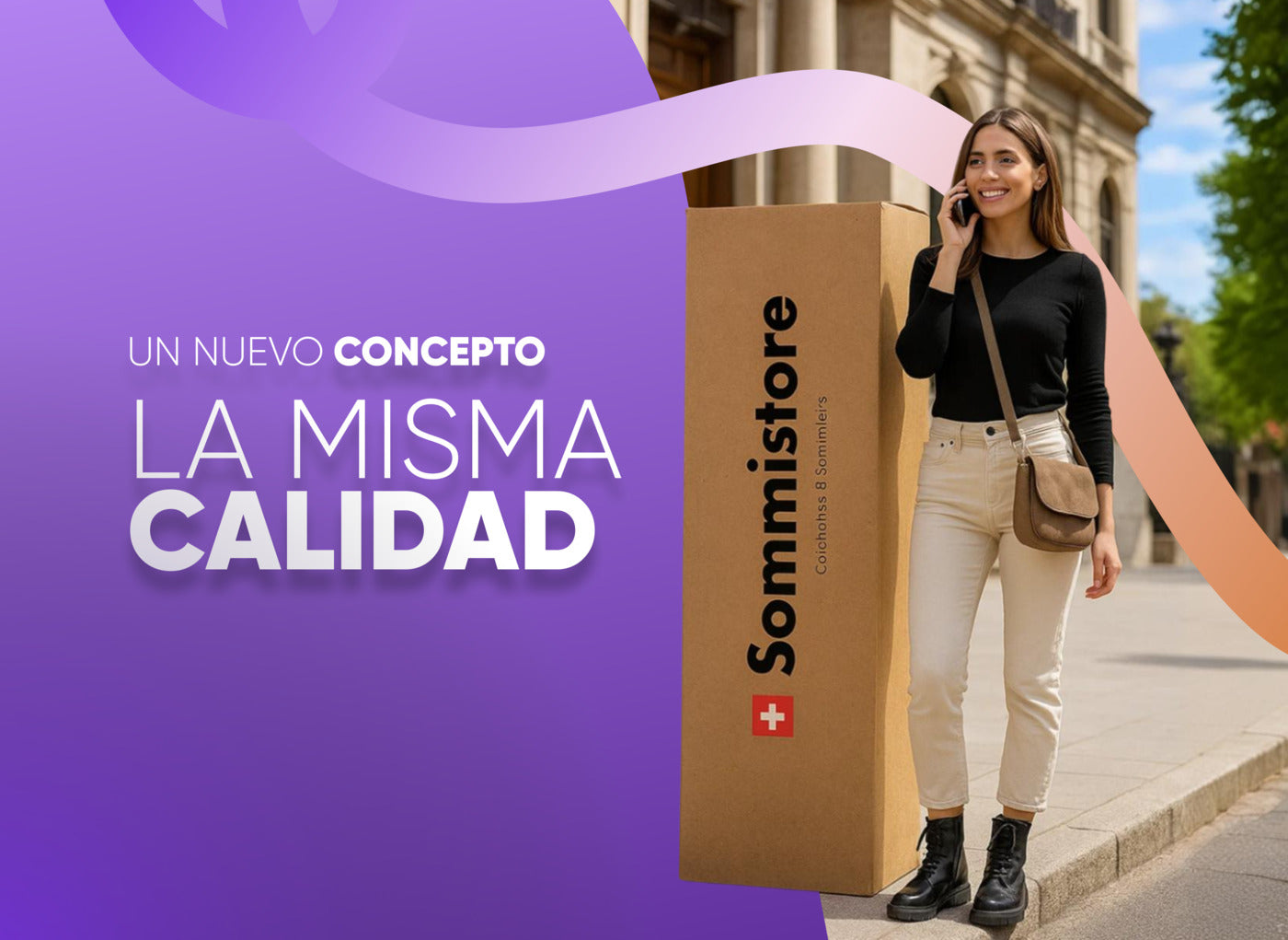 Proceso de unboxing de un colchon en caja mostrando como se desembala, expande y recupera su forma original. Esta tecnologia facilita el transporte, el ingreso a apartamentos y la entrega a domicilio, ofreciendo una experiencia de compra practica y moderna.