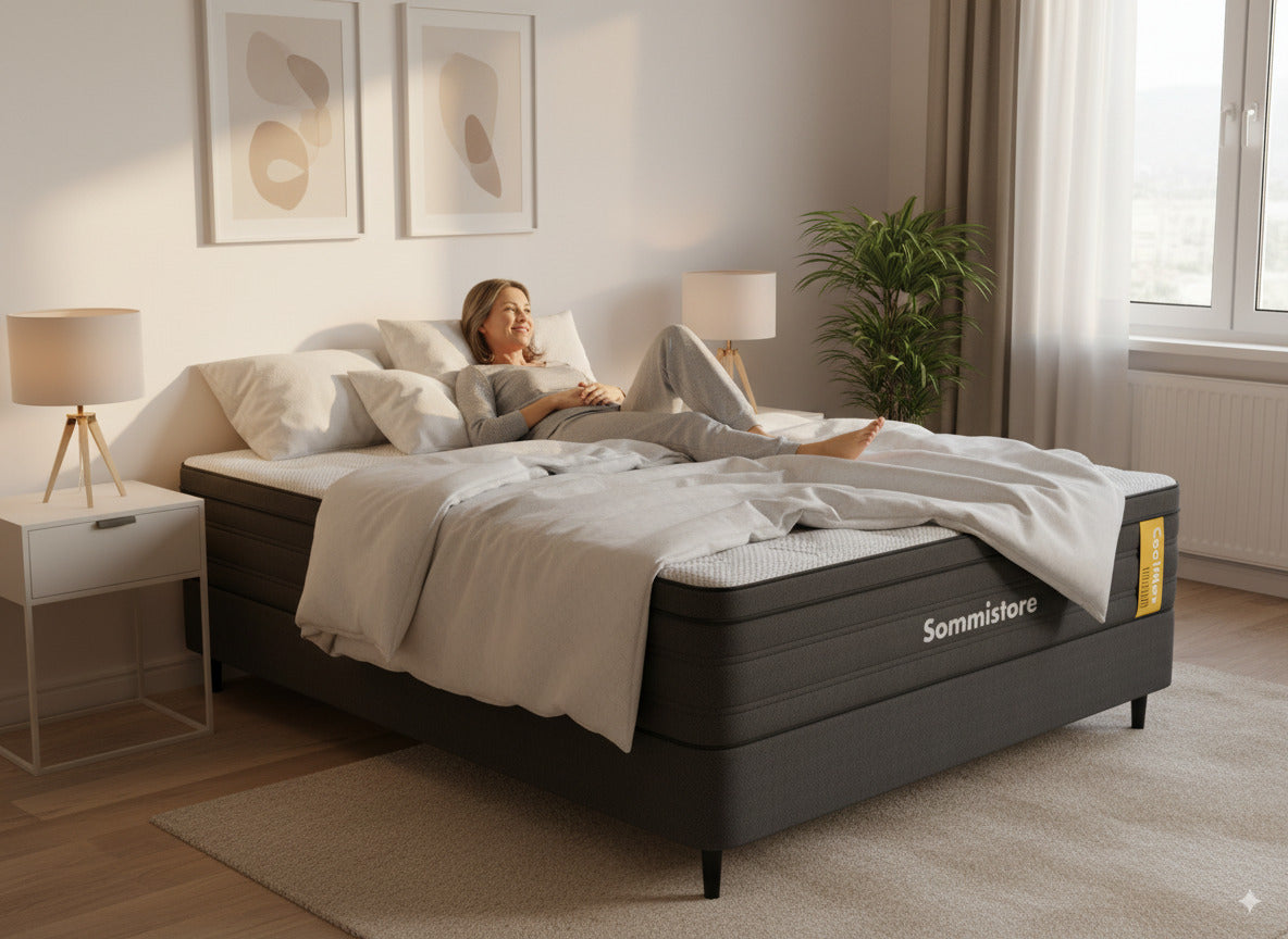 colchon sommier coolmax medium con pillow resortes espuma 2 plazas queen king sommistore uruguay