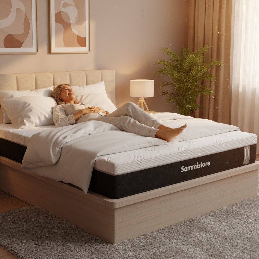 Colchón y Sommier Ortopédico CoolMax PowerX de Espuma de Alta Densidad Sommistore® en Uruguay, ideal para quienes buscan un colchón firme, soporte para la columna y mayor confort al dormir, especialmente para personas con molestias de espalda.