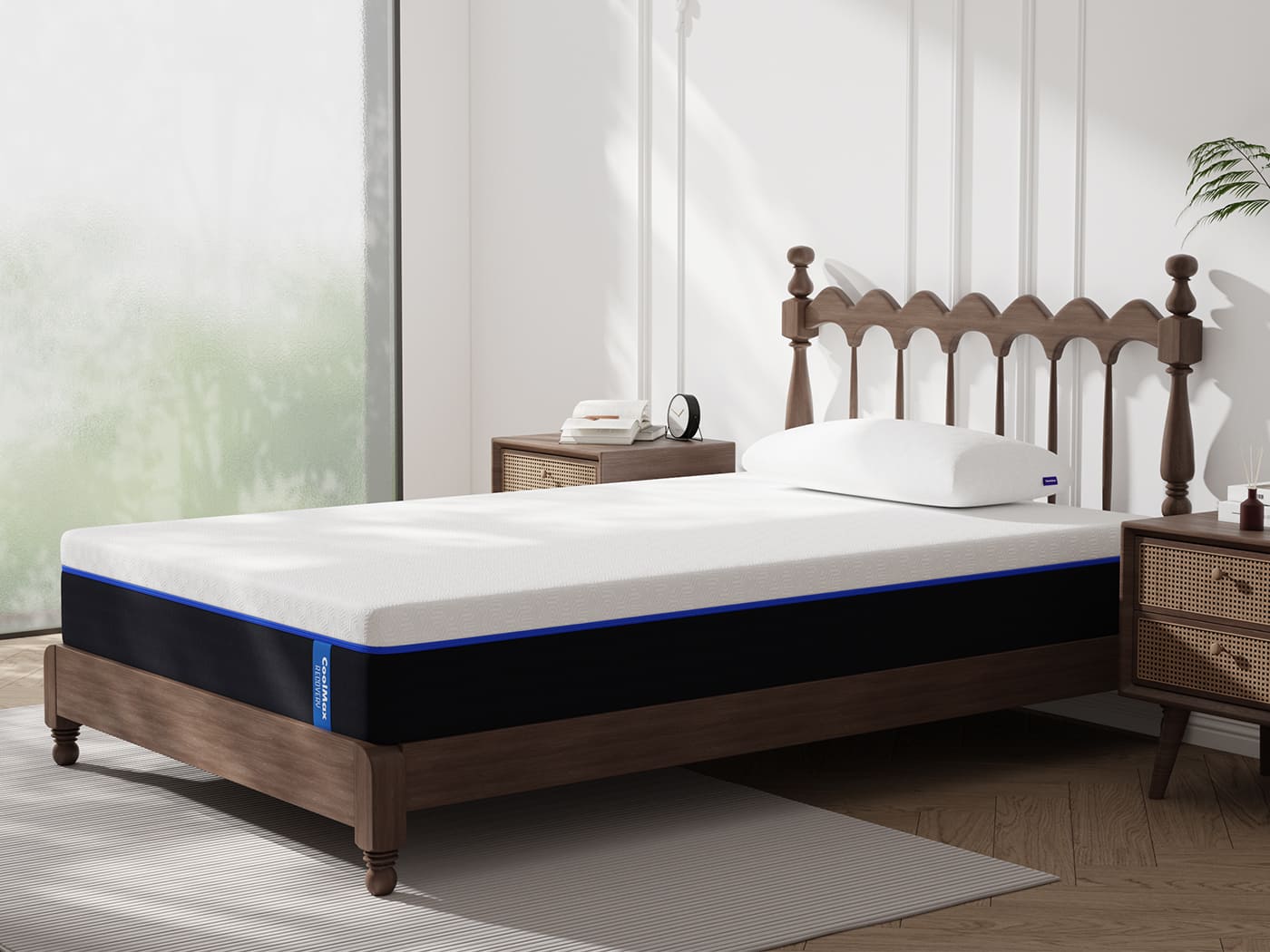 Colchón y Sommier Ortopédico CoolMax Recovery de Espuma de Alta Densidad Sommistore® en Uruguay, ideal para quienes buscan un colchón firme, soporte para la columna y mayor confort al dormir, especialmente para personas con molestias de espalda.