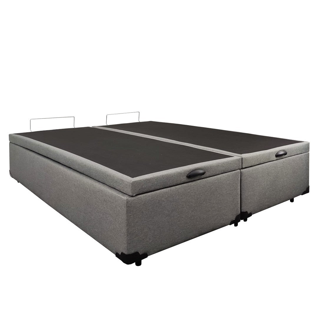 Cama baul Queen Size tapizada en lino, diseñada para combinar confort, elegancia y funcionalidad. Cuenta con amplio espacio de almacenamiento integrado, ideal para guardar ropa de cama, mantas y otros objetos, optimizando el espacio del dormitorio con un diseño moderno y practico.