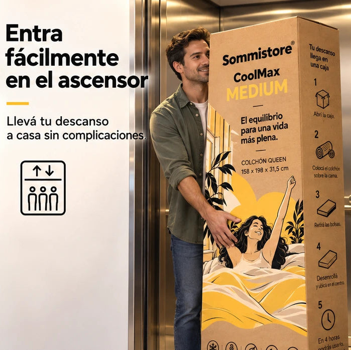 Colchon en caja entra facil en el ascensor sommistore uruguay colchones
