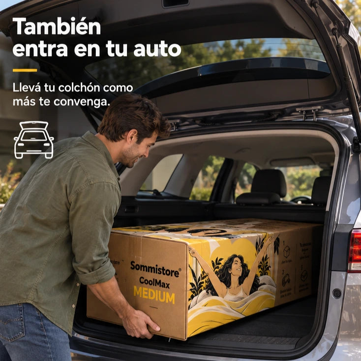 Colchon en caja entra facil en el auto sommistore uruguay colchones