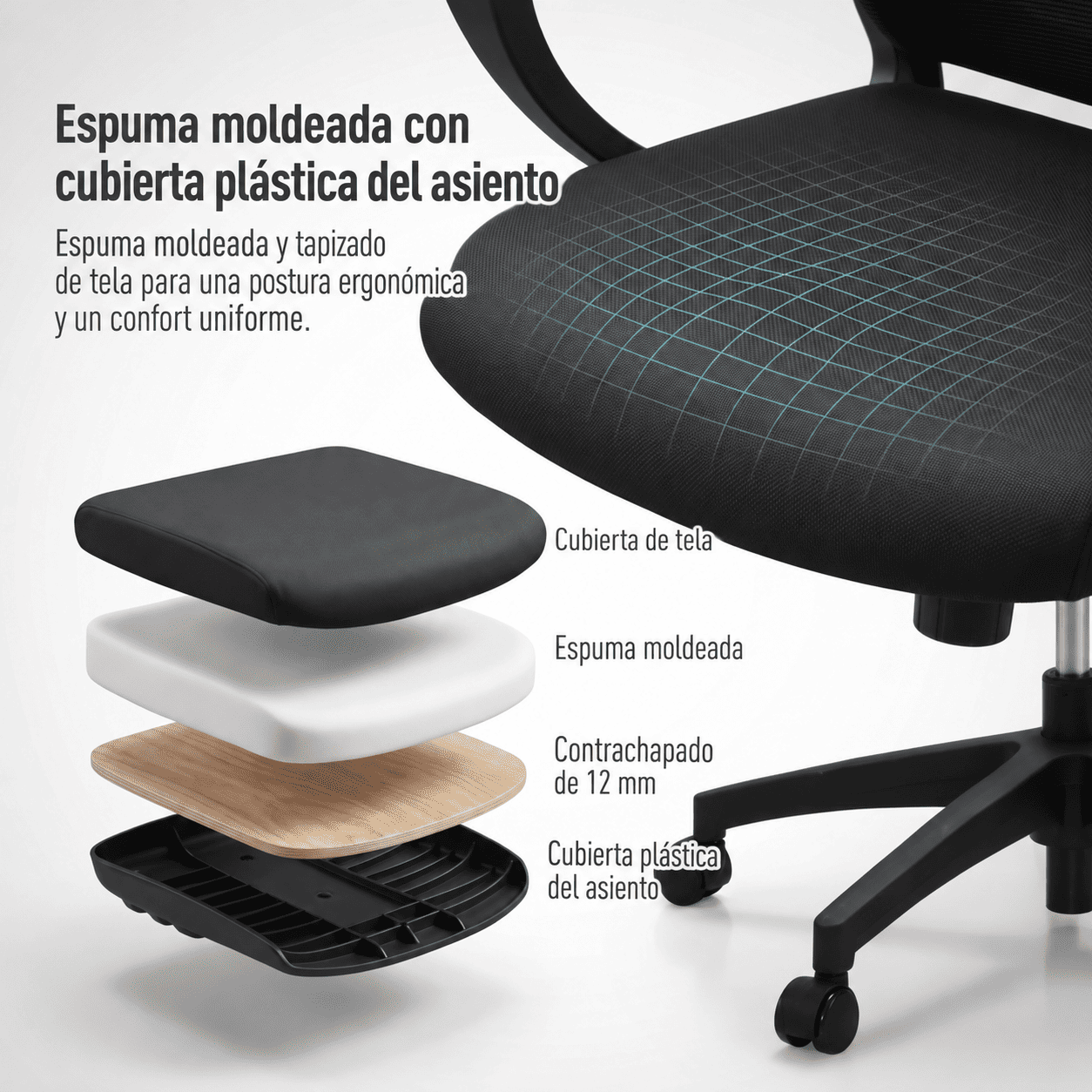 Relleno del Asiento de la Silla de Oficina Ergonomica Sommistore Uruguay