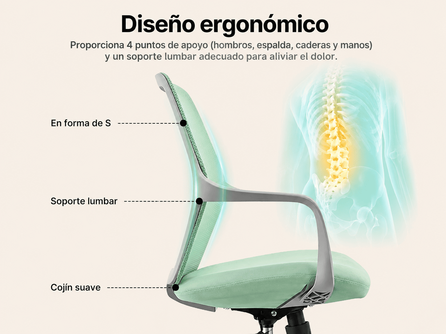 Silla de Oficina Ergonómica ErgoLife® GEN 3 (Verde)