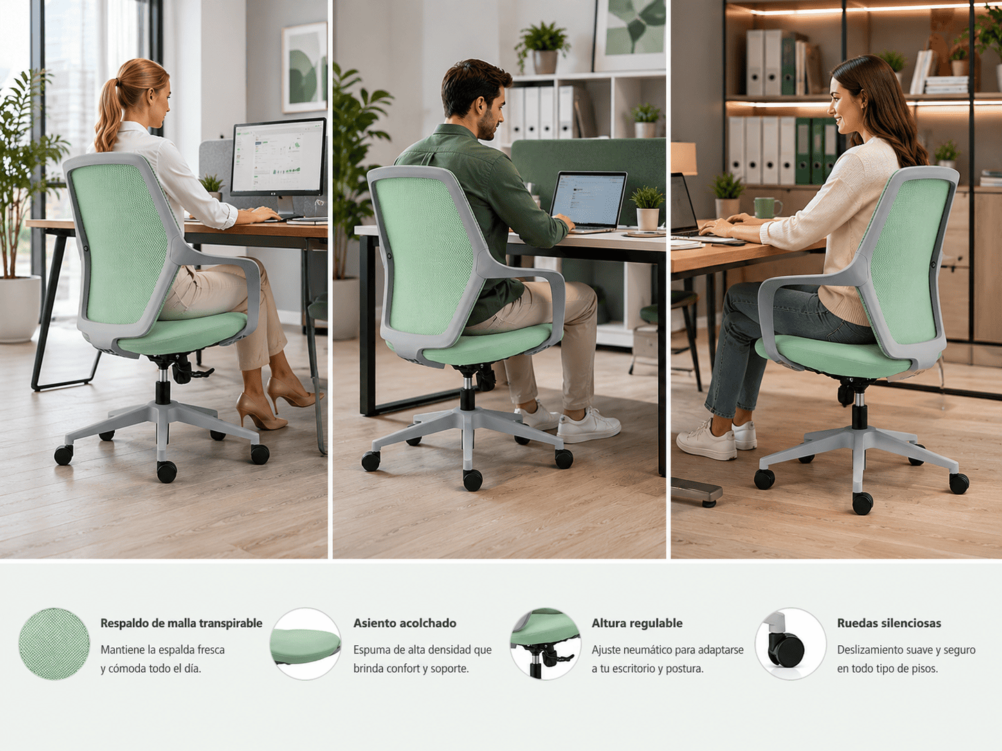Silla de Oficina Ergonómica ErgoLife® GEN 3 (Verde)