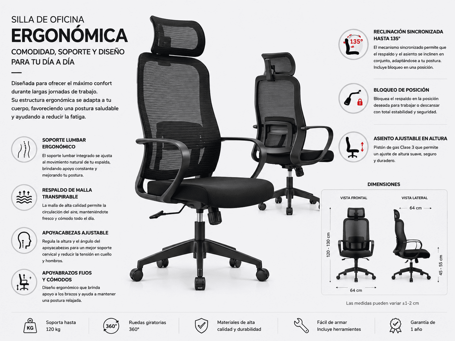 Silla de Oficina Ergonómica ErgoMax® GEN 3