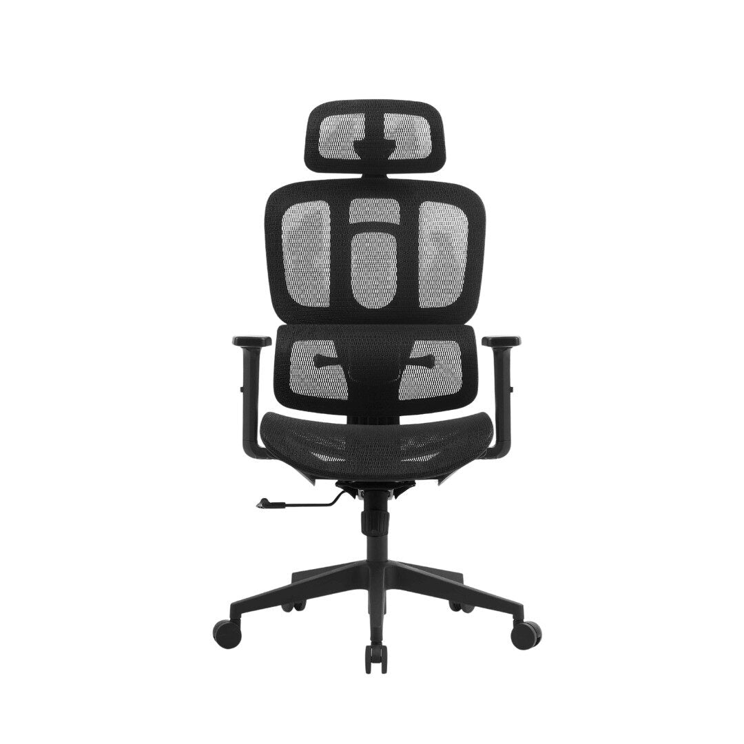 Silla de Oficina Ergonómica ErgoPro Gris 4 con respaldo de malla, soporte lumbar y ruedas, ideal para oficina y home office en Uruguay.