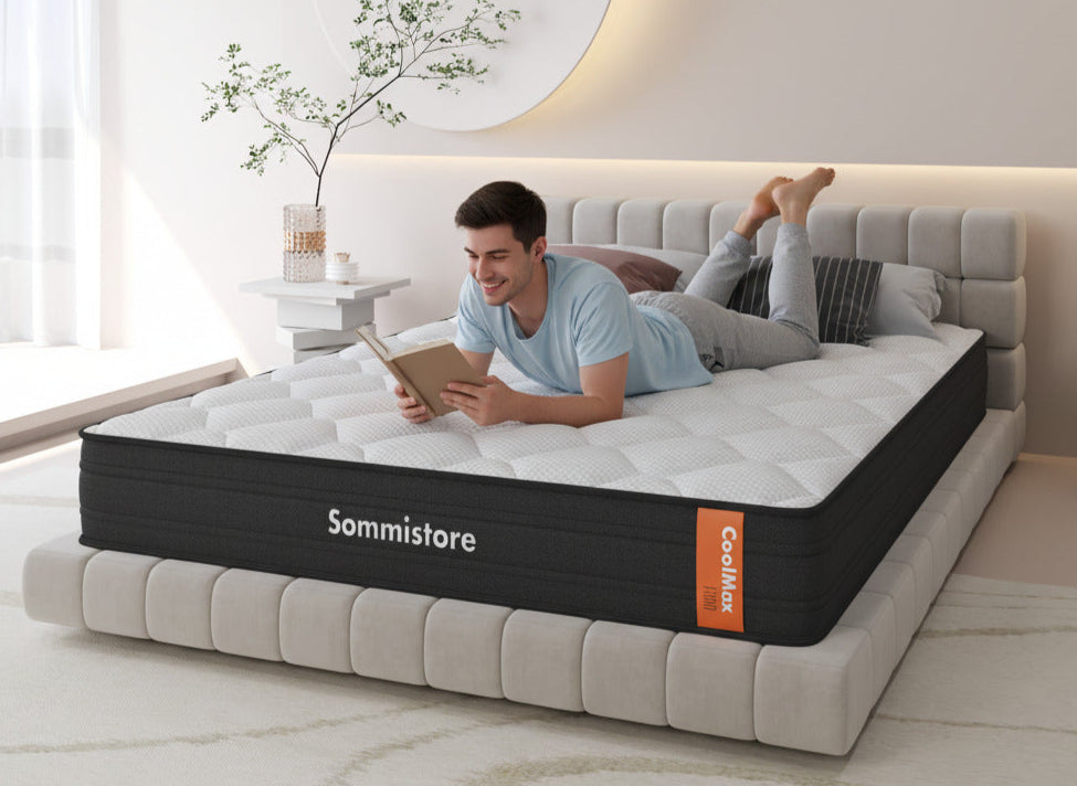 Colchón y sommier premium CoolMax Firm Sommistore® con resortes Pocket independientes, espumas de alta densidad y tecnología CoolMax, ideal para quienes buscan firmeza y confort en Uruguay.