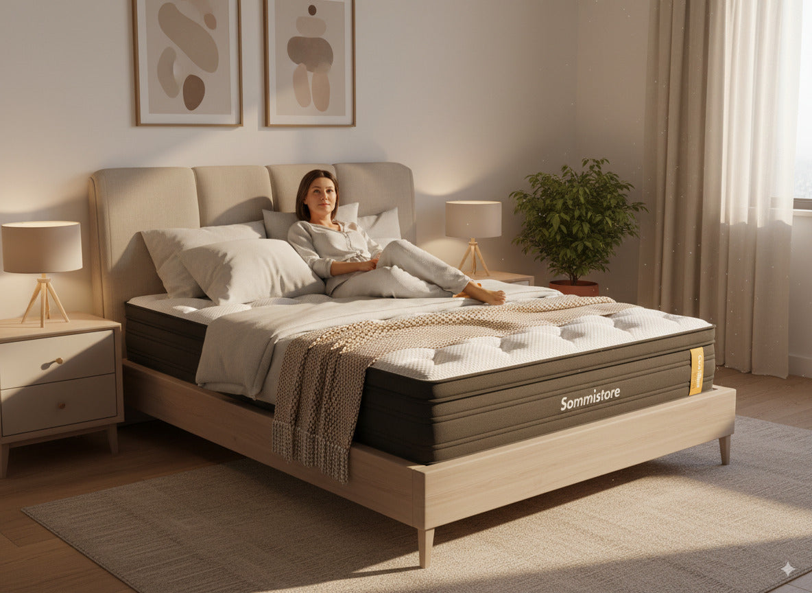 colchon sommier coolmax medium con pillow top resortes espuma 2 plazas queen king sommistore uruguay