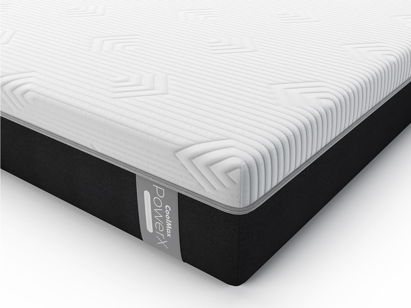 Perfil del colchón ortopédico CoolMax PowerX mostrando su estructura de espuma de alta densidad y soporte ergonómico.