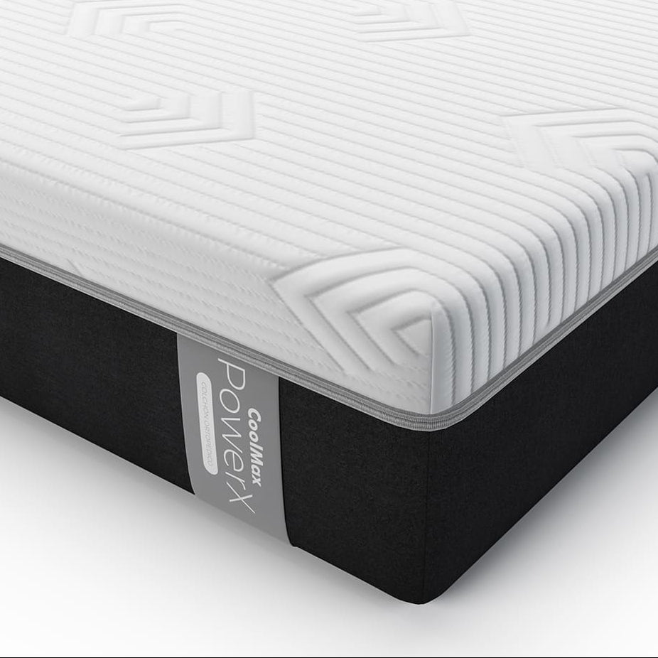 Perfil del colchón ortopédico CoolMax PowerX mostrando su estructura de espuma de alta densidad y soporte ergonómico.