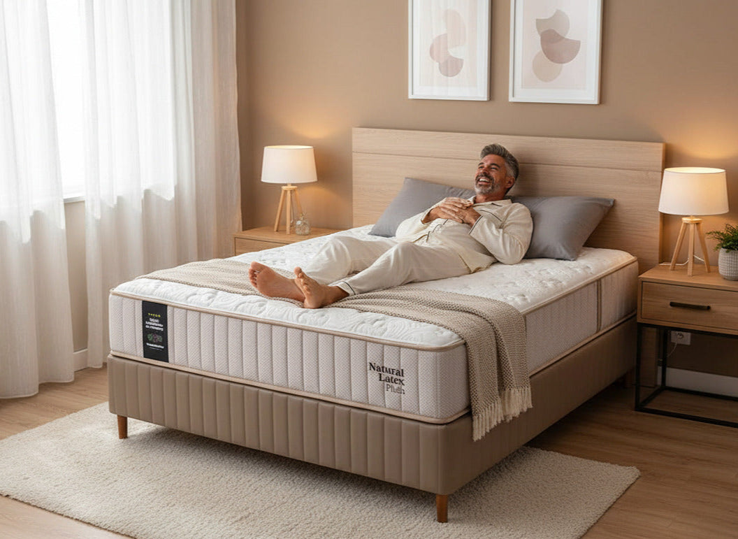colchon sommier natural latex plush resortes espuma 2 plazas queen king sommistore uruguay