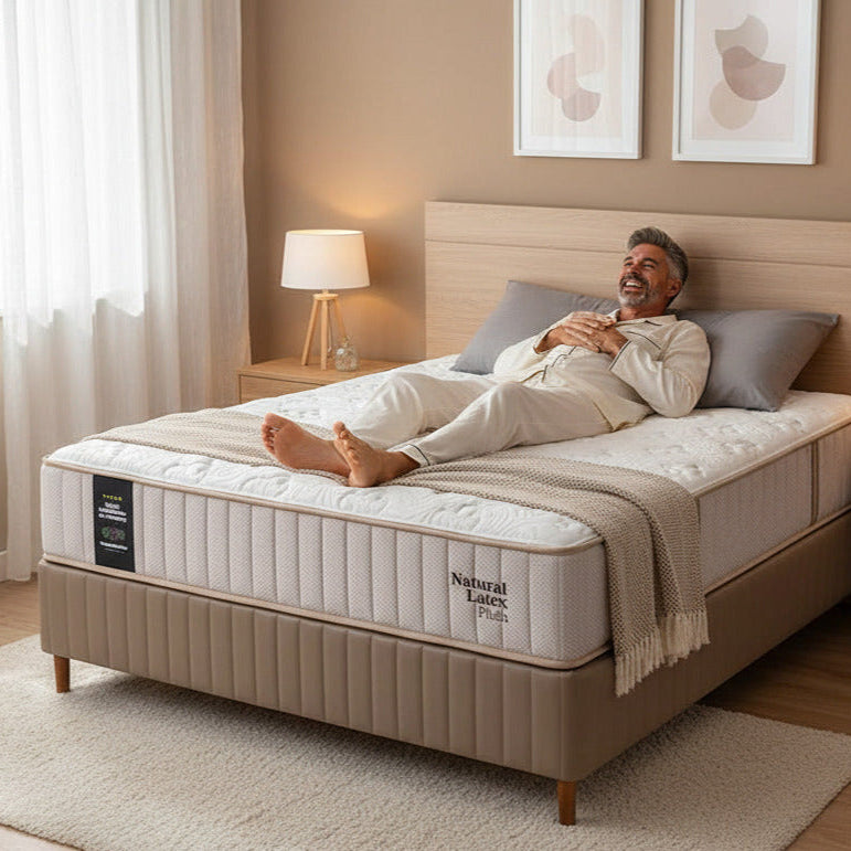 colchon sommier natural latex plush resortes espuma 2 plazas queen king sommistore uruguay
